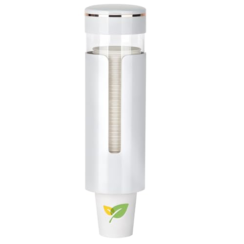 Cup Dispenser for 4oz–7oz Water Cooler & Mouthwash Cups | Bathroom Cup Dispenser,cup dispenser for water cooler,Wall Cup Holders for Most Occasions,Paste or Screw Install - color: white