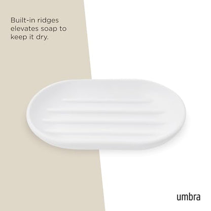 Umbra Touch Soap Dish, Plastic Soap Holder with Drainage, White - color: White