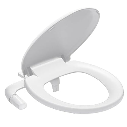 SAMODRA Bidet Toilet Seat with Soft Close Lid | Fits Round Toilets,Non-Electric,Dual Nozzle System, Adjustable Water Pressure, Quick-Release for Easy Installation & Clean