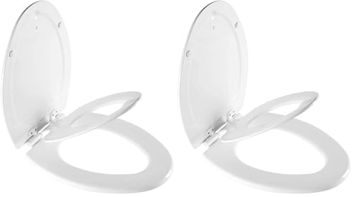 Mayfair NextStep Toilet Seat with Built-In Potty Training Seat, Slow-Close, Removable that will Never Loosen, ELONGATED, White (Pack of 2) - size: Elongated (Pack of 2), style: 2-in-1 Toilet Seat
