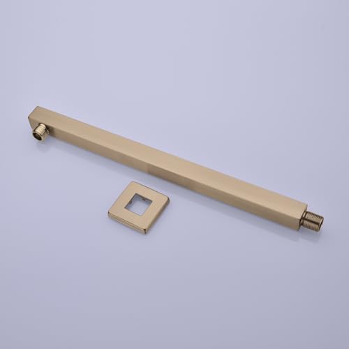 TRUSTMI 16" Shower Arm Champagne Bronze, Wall Mount Rainfall Extension | Square Arm with Flange, Stainless Steel Rainfall Shower Head Extension, NPT 1/2" Wall Mount, Universal Fittings, 90° - color: Champagne Brozne