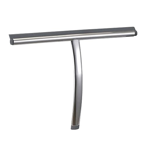 Sealskin Deluxe Shower Squeegee, Glass Wiper for Shower and Window, Practical Squeegee with Flexible Silicone Holder, Polished Stainless Steel Handle, Silver