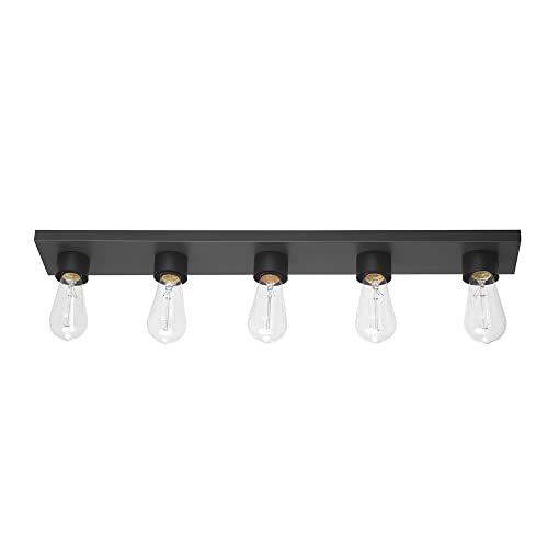 Globe Electric 5-Light Vanity Light, Matte Black, Modern Glam, Bathroom Fixture, Horizontal Vertical Mount, 52088