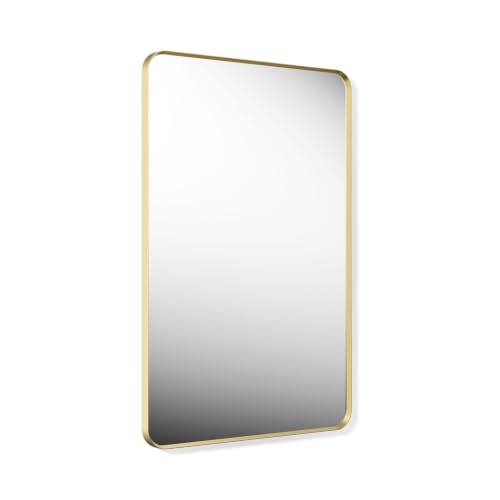 Kohler Essential 30 in. W x 45 in. H Rectangular Framed Wall Mount Bathroom Vanity Mirror in Moderne Brushed Gold - color: Modern Brushed Gold, size: 45"L x 30"W, style: Rectangle