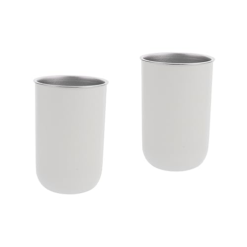 Cabilock 2pcs Daily Use Stainless Steel Toothbrush Storage Cup Multi-Functional Mouthwash Rinse Cup for Boys and Girls Lightweight Bathroom Organizer Design Capacity
