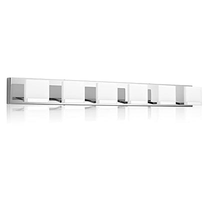 Ralbay LED Modern Vanity Light 6 Light Bathroom Vanity Lights Acrylic Stainless Steel Bathroom Vanity Lighting Fixtures - color: Chrome, size: 6-Light