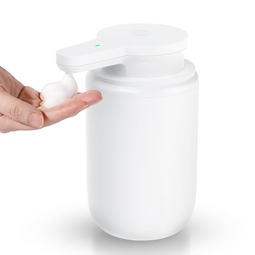Automatic Foaming Soap Dispenser, Rechargeable Touchless Foam Hand Soap Dispenser for Bathroom, Soap Pump for Kitchen, Water-Resistant, Xmas Gift 10oz - color: White