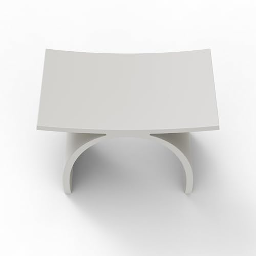 White Shower Bench, Solid Surface Fancy Bath Stool 16.7 x 15.7 in | Stone Resin Waterproof, 400lb Capacity, Arched Fancy Bathroom Seat for Inside Showers - color: White Arched