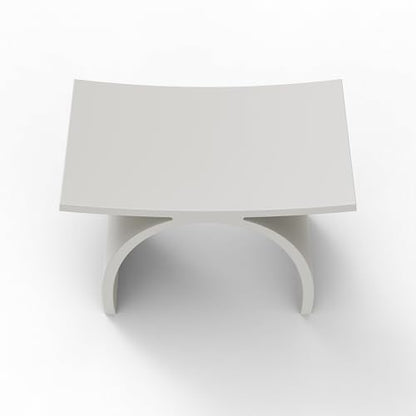White Shower Bench, Solid Surface Fancy Bath Stool 16.7 x 15.7 in | Stone Resin Waterproof, 400lb Capacity, Arched Fancy Bathroom Seat for Inside Showers - color: White Arched