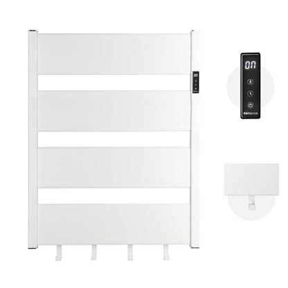 K&KALONZO Electric Heated Towel Rack, 2-Min Heat, Plug-in/Hardwired, H4-W | Wall Mounted, 10 Timers & 3 Heat Levels, 2H Rapid Dry, Anti-Scald, Aerospace Aluminum Towel Warmer for Bathroom, 4 Hooks, - color: White, size: 4-Bar