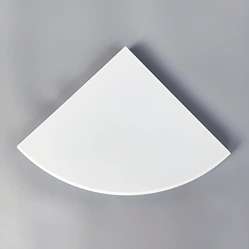White Marble Corner Shower Shelf for Bathroom, 9'' x 9'' x 0.8'' Faux Marble Corner Shelves for Bathroom Wall Mounted Both Side Polished (1, White)