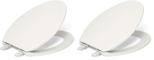 KOHLER K-4774-96 Brevia Elongated Toilet Seat with Quick-Release Hinges And Quick-Attach Hardware For Easy Clean, Biscuit (Pack of 2) - color: Biscuit, size: Elongated (Pack of 2)