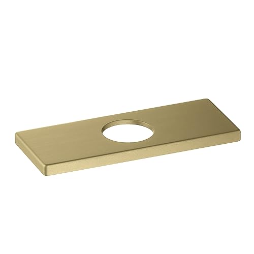6-Inch Cubic Bathroom Faucet Hole Cover Plate – Solid Stainless Steel Deck Escutcheon Plate for 1 or 3 Hole Bathroom Sink Faucet, Rust-Resistant (Brushed Gold, KFC102) - color: Brushed Gold
