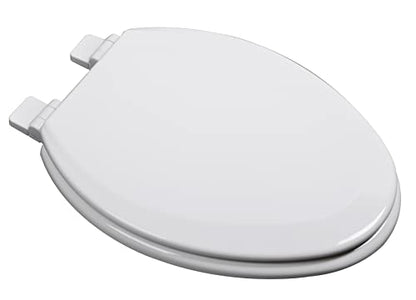 1Q1E7-00 Premium Molded Wood Slow Close Toilet Seat with Vari-Adjust Release ‘N’ Clean Lok-Down Hinge and Quik-Lok Mounting Hardware, Elongated, White