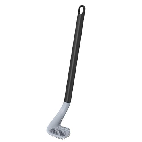 Golf Toilet Brush, Toilet Cleaning Brush, Flexible Bendable Silicone Long Handled Toilet Brush, 360° Deep Toilet Bowl Cleaning Brush,Quick Drying Toilet Brush for Bathroom with a Hook (Black) - color: Black