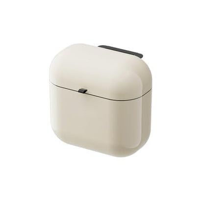 Xuanheju Wall Mounted Trash Can with Lid, 9L Touch-Kind Kitchen & Bathroom Garbage Bin, Water-Resistant Oval Wastebasket for Narrow Spaces, Under Sink, Cabinet - Anchola Red/Cream White (Cream White) - color: Cream White