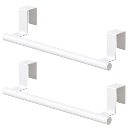 Cabinet Door Towel Bar, Kitchen Towel Holder, White 2 Pack | Extended Anti-Slip Arm, EVA Scratch Guard Pads, No-Drill Install, Stainless Steel Dish Towel Holder, Kitchen Towel Rack - color: White