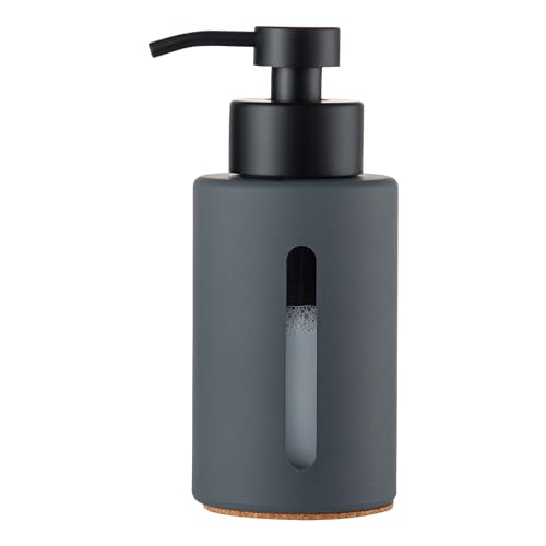Enra Dish Soap Dispenser with Window,12oz Gary Kitchen Soap Dispenser with Stainless Steel Hand Pump,Glass Liquid Soap Dispenser Modern Lotion Bottle for Bathroom Kitchen(Dark Gray/Liquid Type) - color: Dark Gray/Liquid Type
