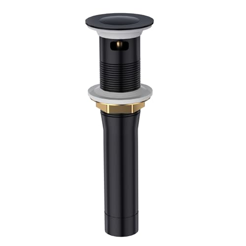 CREA Black Bathroom Drain Stopper, Pop Up Sink Drain with Overflow, Vessel Sink Drain Plug with Anti-Clogging Strainer, All Metal Stainless Steel - color: Black