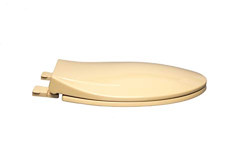 2Q1E6-53 Builder Grade Slow Close Plastic Toilet Seat with Vari Adjust Lok-Down R'N'C Hinge and Quik-Lok Mounting Hardware, Elongated, Gold - color: Gold, style: Elongated