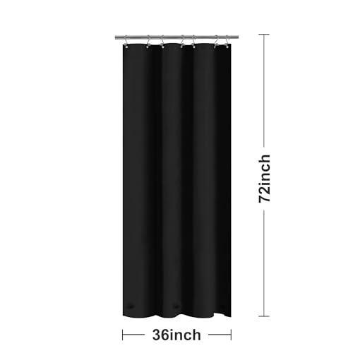 Barossa Design Black Stall Shower Curtain Liner 36" W x 72" H | Waterproof PEVA, 3 Bottom Magnets, Metal Grommets, Lightweight Plastic Shower Liner 36x72 Inches for Small Bathroom Stall - color: Black, size: 36"W x 72"L (Pack of 1)