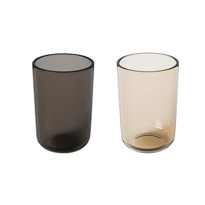 Translucent cup(Set of 2) - Reusable Drinking Glasses - Dishwasher Safe Tumbler - Toothbrush Organizer - Bathroom Tumbler Cup (Black & Teal)