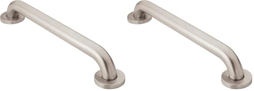 Moen Home Care Bathroom Safety 18 Inch Stainless Steel Handicap Grab Bar for Bathtub and Shower, Elderly Assistance Product with Concealed Screws, Polished Brass, R8918 (Pack of 2) - color: Inoxidable, size: 18 Inch (Pack of 2)