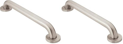 Moen Home Care Bathroom Safety 18 Inch Stainless Steel Handicap Grab Bar for Bathtub and Shower, Elderly Assistance Product with Concealed Screws, Polished Brass, R8918 (Pack of 2) - color: Inoxidable, size: 18 Inch (Pack of 2)