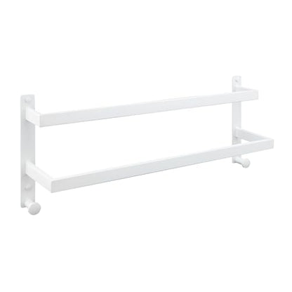 24 Inch Double Towel Bar for Bathroom with Hooks SUS 304 Stainless Steel Bath Towel Rack Wall Mounted White Finished - color: White, size: 24-Inch