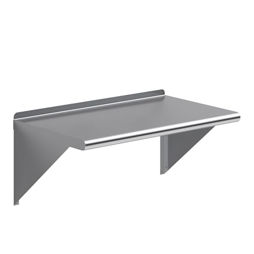 AmGood 18 in. x 30 in. Stainless Steel Wall Shelf | NSF | Metal Shelving | Garage, Laundry, Storage, Utility Room | Restaurant, Commercial Kitchen - size: 30" Long X 18" Deep