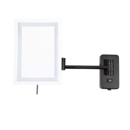 JERDON Hardwired Wall-Mount Makeup Mirror - 5X/1X - Black - JRT710BKLD | 6.5" x 9" Rectangular Frame, LED Lighting, Direct Wire Install - color: Black Direct Wire