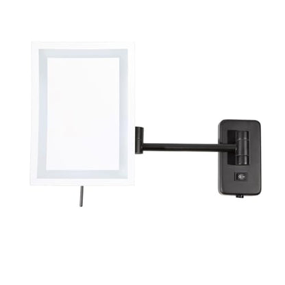JERDON Hardwired Wall-Mount Makeup Mirror - 5X/1X - Black - JRT710BKLD | 6.5" x 9" Rectangular Frame, LED Lighting, Direct Wire Install - color: Black Direct Wire