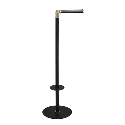 BGL Freestanding Toilet Paper Holder, Tissue Holder On Floor with Reserve Storage Paper Rolls, Roll Paper Holder Standing On Floor (Black & Gold)