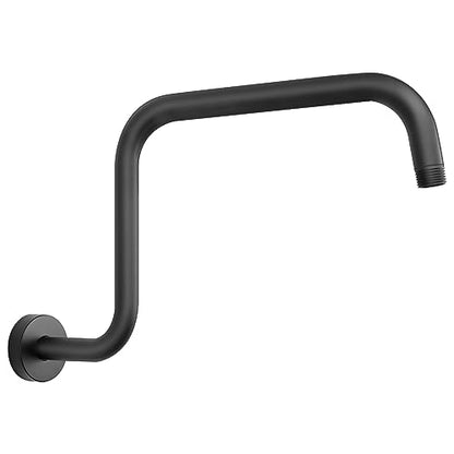 S Shaped Shower Arm, High Rise Shower Head Extension Pipe Standard 1/2" Connection with Flange, Awesome Shower Experience-Stainless Steel Bathroom Accessory(16 Inch Z-S Shape, Matte Black) - color: Matte Black, style: 16" Z Shape