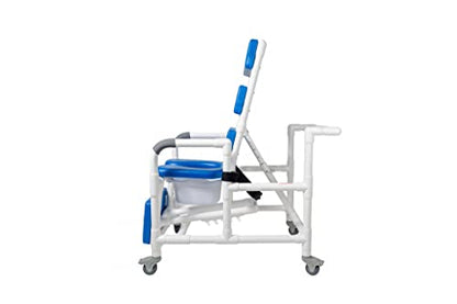 Institutional Grade Reclining Shower Commode Chair with Wheels – Padded Seat, Adjustable Backrest, Locking Casters, Footrest, Commode Pail – 325 lb Capacity | RCL-1