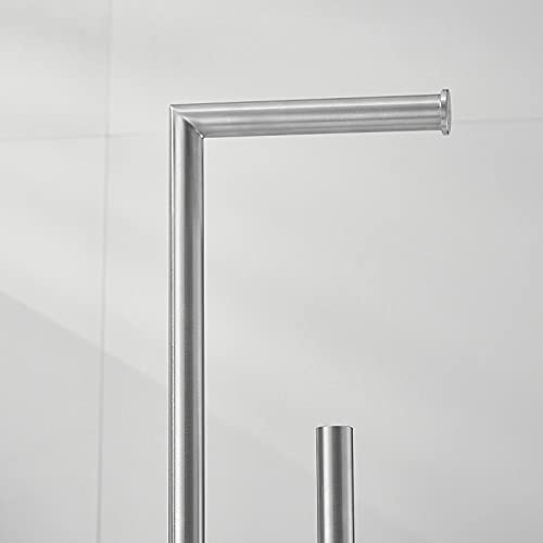 Toilet Paper Roll Holder Stand, NEWRAIN Bathroom Free Standing Toilet Tissue Paper Roll Holder Stand with Reserve Function,Brushed Nickel - color: Brushed Nickel