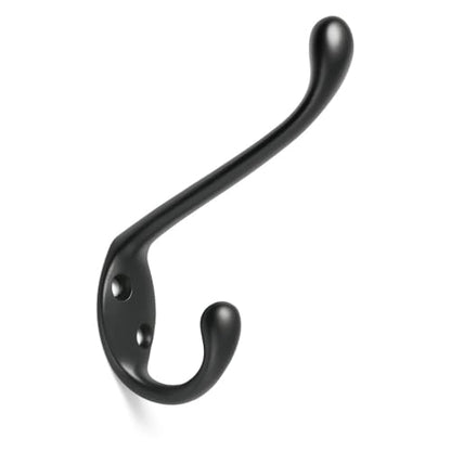 ANGSTROM 5-Pack Double Coat and Hat Hook, Wall Mounted with Screws (Matte Black) - color: Matte Black