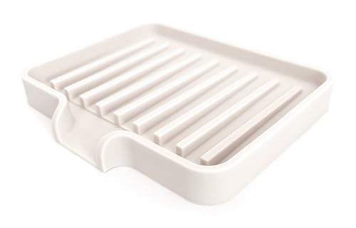 Silicone Soap Dish Tray and Sponge Holder with Drain Chute, Rectangular, Kitchen and Bathroom Sink Organizer (Vanilla Cream, 5.2"x4" (Set of 2), 7.2 Ounces) - color: Vanilla Cream, size: (SM) 5.2"x4" (2pcs)