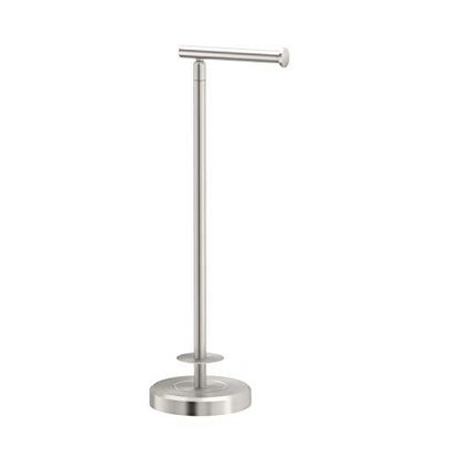 Gatco 1448SN Latitude II Freestanding Toilet Paper Holder with Storage, 22.25-Inch H, Holds 1–4 Reserve Rolls, Weighted Base, Satin Nickel - color: Satin Nickel
