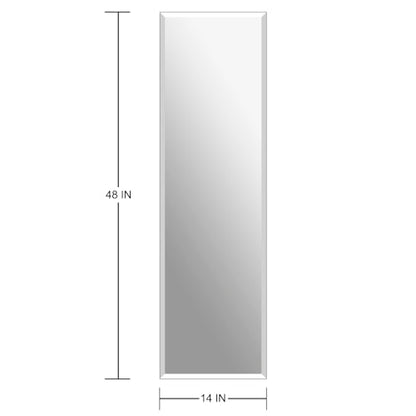 Ruomeng Frameless Full Length Mirror for Wall, 48x14 Inch Bathroom Vanity Mirror Farmhouse, Large Rectangle Mirror with Beveled Edge, Tempered Glass, Hangs Horizontally or Vertically - size: 48"L x 14"W
