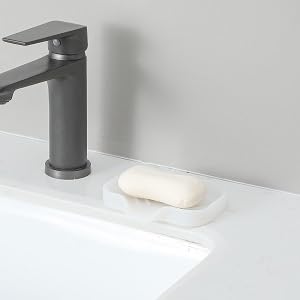 LANKIN Soap Holder Tray, White Kitchen Sink Organizer with Drainage, 2-Pack