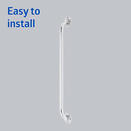 Medline Knurled Chrome 24” Grab Bar for Shower & Bathtub, Independence & Ease of Movement — for Elderly, Handicapped or Seniors, 300 lb. Capacity, 1 Bar - size: 24"