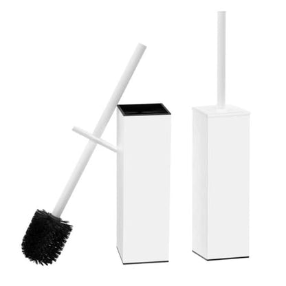 RUACQ Toilet Brush and Holder Set, Square, White, 2 Pack | SUS304 Stainless Steel Handle, Toilet Cleaner Brush with Durable Scrubbing Bristles, Splash-Proof - color: White, size: 2 packs