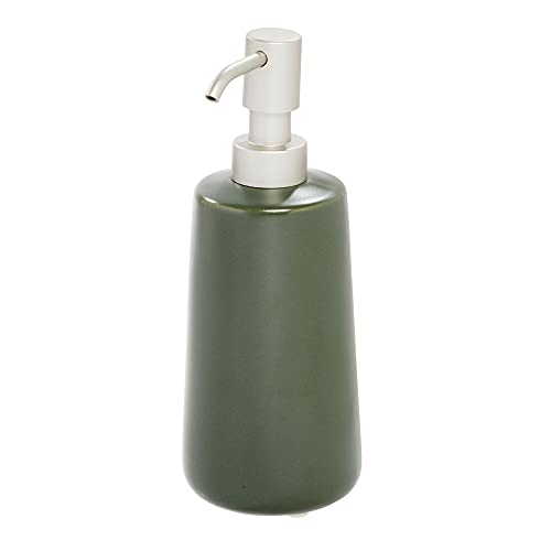 iDesign Ceramic Earth Collection Refillable Tall Soap Dispenser, Moss | For Bathroom or Vanity, Holds Hand Lotion - color: Soap Pump, style: Pack of 1