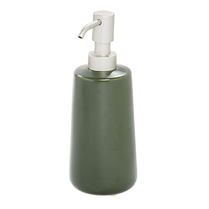 iDesign Ceramic Earth Collection Refillable Tall Soap Dispenser, Moss | For Bathroom or Vanity, Holds Hand Lotion - color: Soap Pump, style: Pack of 1