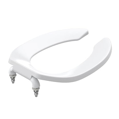Elongated Open-Front Toilet Seat, Commercial Heavy Duty Seat Without Cover, Never Loosen Design to Reduce Call-Backs, 18.5 Inch White Public Toilet Lid for Office, Church, Hospital - color: White, Open-Front, size: Elongated (19″)