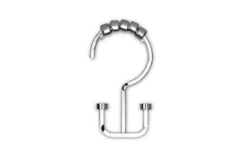 HK1SS Deco Flat Double Roller Shower Curtain Hooks; Chrome - color: Chrome