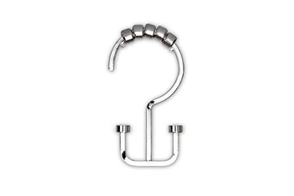 HK1SS Deco Flat Double Roller Shower Curtain Hooks; Chrome - color: Chrome
