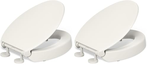 KOHLER 25875-96 Hyten 3" Height, Elevated Soft Close Elongated Toilet Seat, Contoured Seat with Grip-Tight Bumpers, Quick-Attach Hardware, No Slam Toilet Seat, Biscuit (Pack of 2) - color: Biscuit, size: Elongated (Pack of 2)