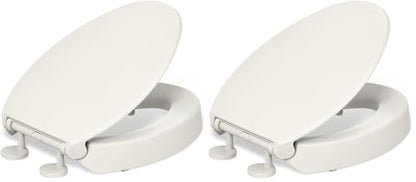 KOHLER 25875-96 Hyten 3" Height, Elevated Soft Close Elongated Toilet Seat, Contoured Seat with Grip-Tight Bumpers, Quick-Attach Hardware, No Slam Toilet Seat, Biscuit (Pack of 2) - color: Biscuit, size: Elongated (Pack of 2)